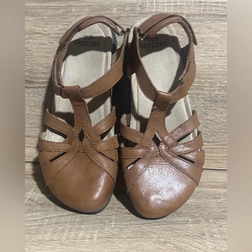 Earth Origins Women's Savoy Sierra Leather Closed Toe Brown Sandals Size 8.5 - Picture 3 of 10